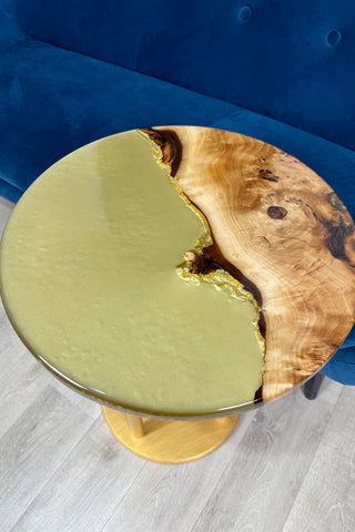 Golden Round Resin Side Table