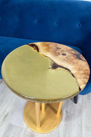 Golden Round Resin Side Table