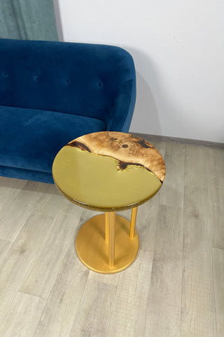 Golden Round Resin Side Table