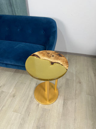 Golden Round Resin Side Table