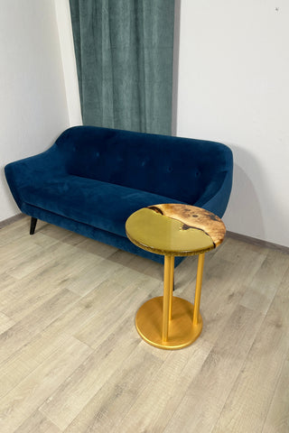 Golden Round Resin Side Table