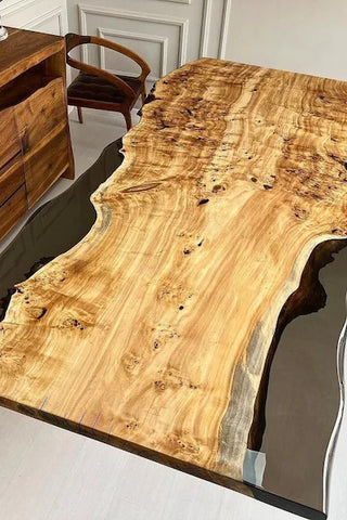 Grey Epoxy River Dining Table With Poplar wood