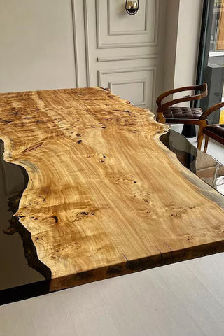 Grey Epoxy River Dining Table With Poplar wood