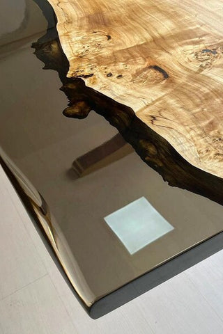 Grey Epoxy River Dining Table With Poplar wood