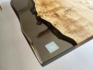 Grey Epoxy River Dining Table With Poplar wood