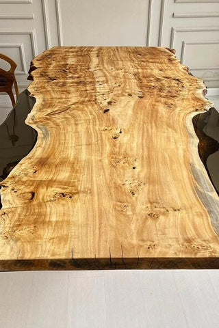 Grey Epoxy River Dining Table With Poplar wood