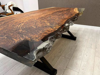 Black Walnut Live Edge Epoxy River Dining Table