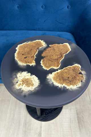 Black round epoxy side table