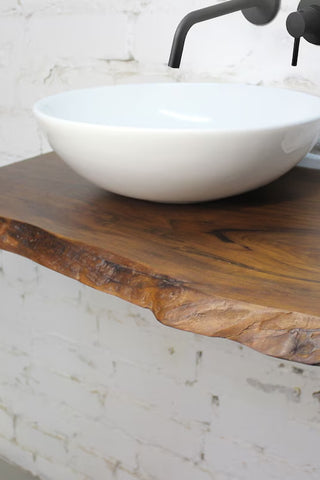 Bathroom vanity shelf, wood countertop, bathroom decor, solid walnut shelf
