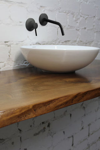 Bathroom vanity shelf, wood countertop, bathroom decor, solid walnut shelf