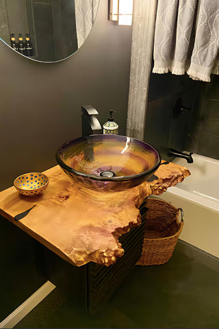 Poplar Wood Live Edge Bathroom Vanity Top