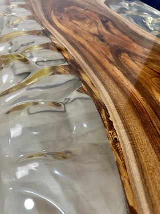 Walnut Wood Clear Resin Coffee Table
