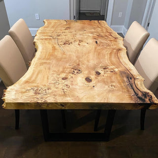 Burl Polar Wood Live edges dining Table