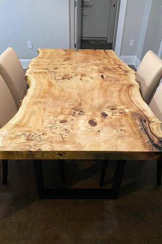 Burl Polar Wood Live edges dining Table