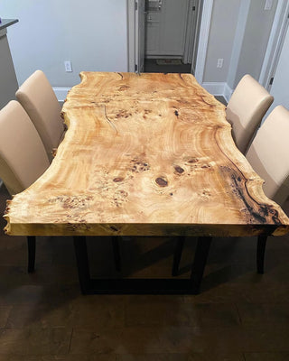 Burl Polar Wood Live edges dining Table