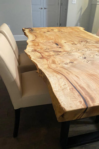 Burl Polar Wood Live edges dining Table