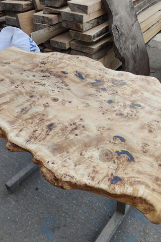 Burl Polar Wood modern Table with live edges