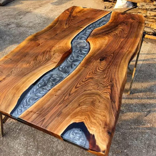 Black Walnut Pearl Gray Epoxy River Conference Table