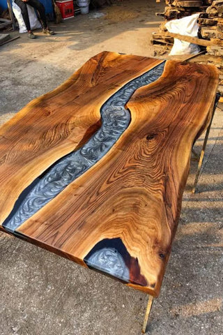 Black Walnut Pearl Gray Epoxy River Conference Table