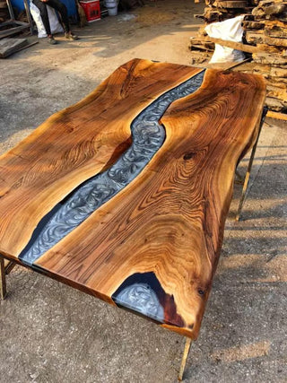 Black Walnut Pearl Gray Epoxy River Conference Table