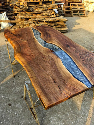 Black Walnut Pearl Gray Epoxy River Conference Table