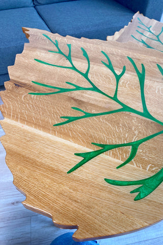 Leaf-Shaped Coffee Table Set of 2 in Solid Wood