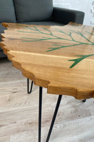 Leaf-Shaped Coffee Table Set of 2 in Solid Wood