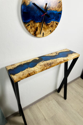 Blauer Epoxy River Konsolentisch