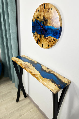 Blauer Epoxy River Konsolentisch