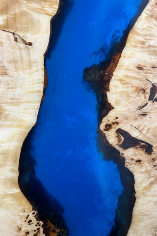 Blauer Epoxy River Konsolentisch