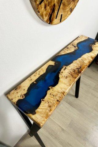 Blauer Epoxy River Konsolentisch