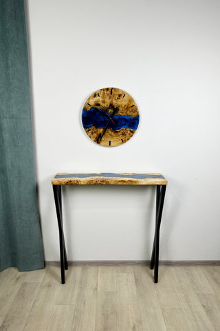 Blauer Epoxy River Konsolentisch