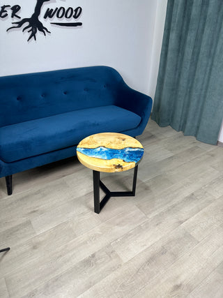 Blue Epoxy River Round Table