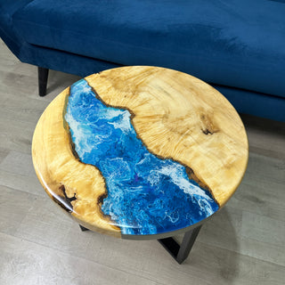 Blauer Epoxidharz Fluss Runder Tisch