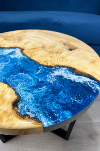 Blue Epoxy River Round Table