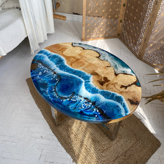 Couchtisch aus Ahornholz mit Epoxidharz