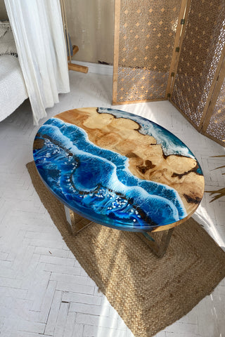 Couchtisch aus Ahornholz mit Epoxidharz