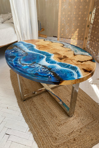 Couchtisch aus Ahornholz mit Epoxidharz