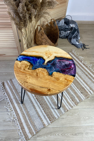 Modern Small Epoxy Round Table
