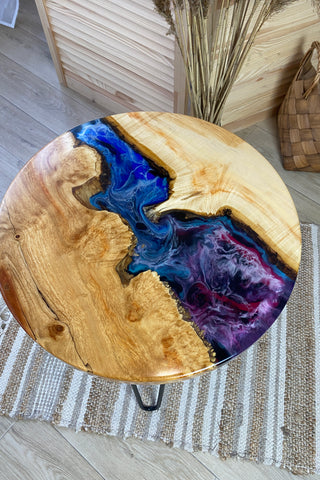 Modern Small Epoxy Round Table