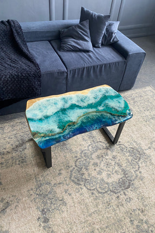 Ocean Art Couchtisch mit Epoxidplatte