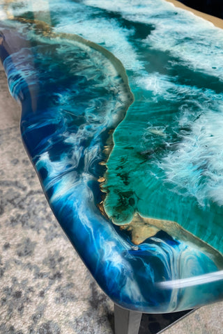 Ocean Art Couchtisch mit Epoxidplatte