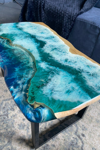 Ocean Art Couchtisch mit Epoxidplatte