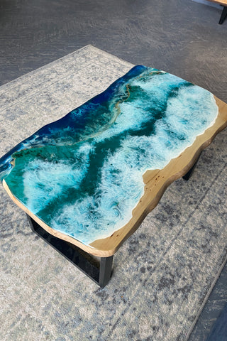 Ocean Art Couchtisch mit Epoxidplatte