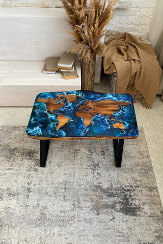 Epoxy World Map Coffee Table