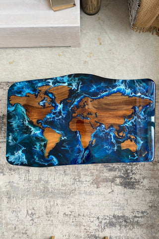 Epoxy World Map Coffee Table