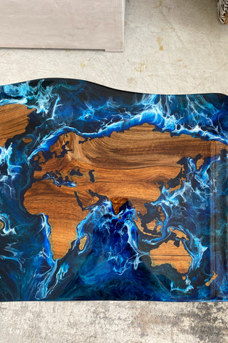 Epoxy World Map Coffee Table