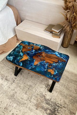Epoxy World Map Coffee Table