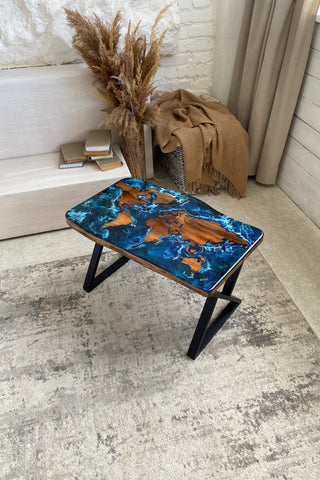 Epoxy World Map Coffee Table