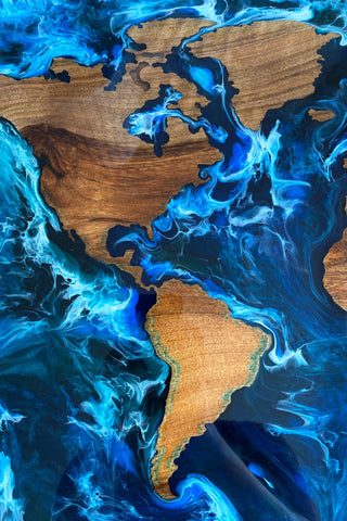 Epoxy World Map Coffee Table